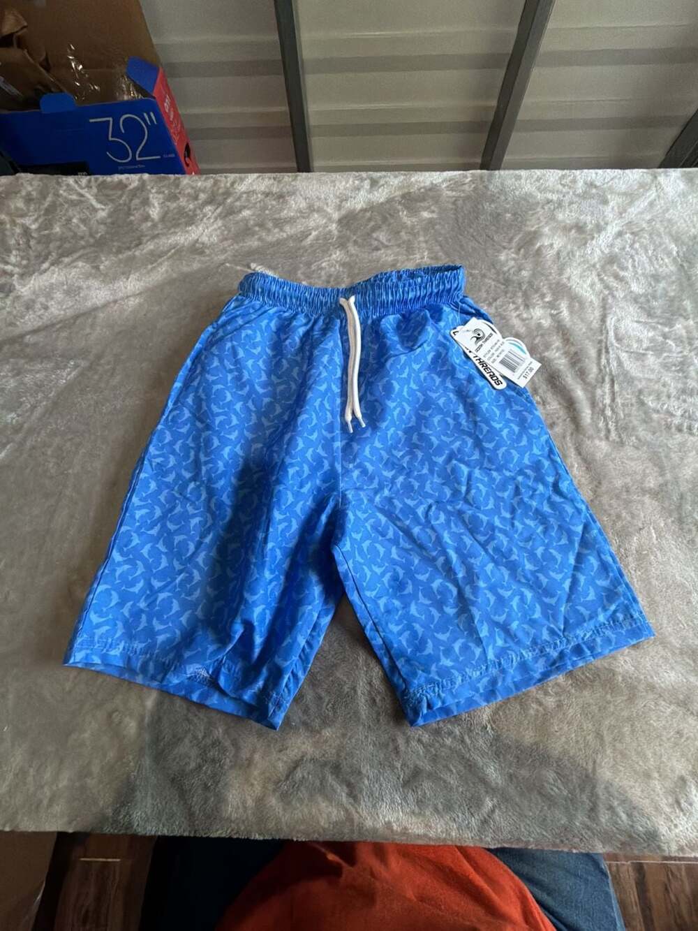 Ocean Threads Boys Dolphin Print Swim Trunks Size M (10/12)